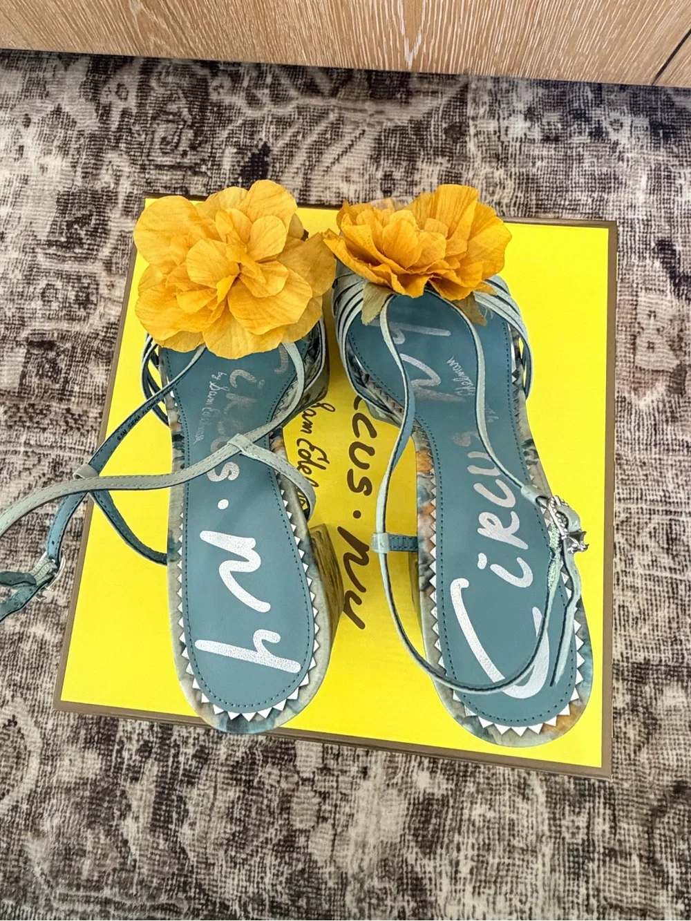 Sienna Flower Circus by Sam Edelman Cool Mint, Yellow Floral Platform Sandals
